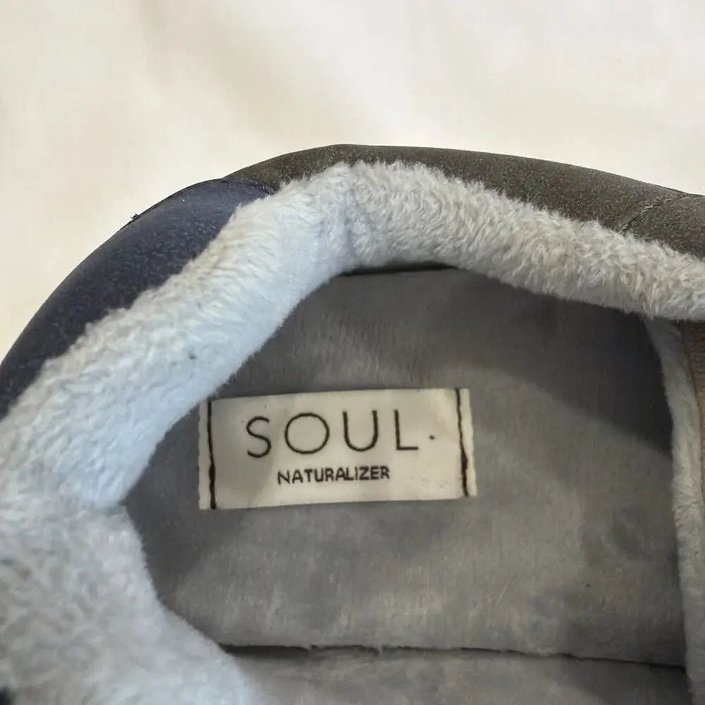 SOUL Naturalizer Charlie Sneaker Women's 9.5 Gray Blue Retro Lace Up Lifestyle